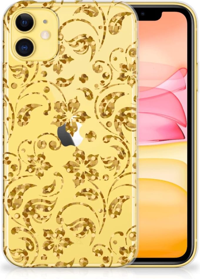 Apple iPhone 11 TPU Case Gouden Bloemen