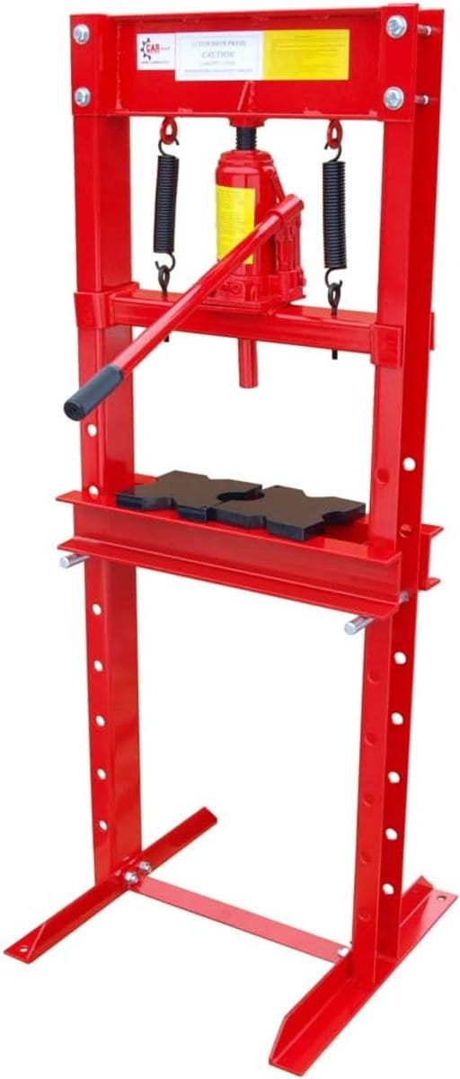Werkplaatspers Hydraulisch - Framepers Doornpers - Lagers Uitpersen - 12 Ton Capaciteit - Werkbereik 650mm - Rood