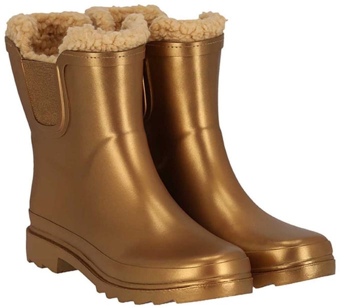 Gold metallic gevoerde Chelsea damesregenlaars Rubber Rain Boots van XQ 38