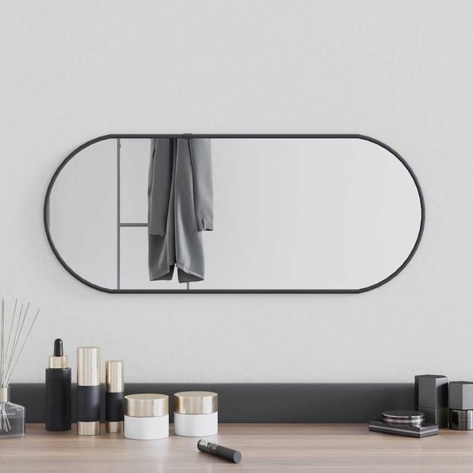 vidaXL - Wandspiegel - 60x25 - cm - ovaal - zwart