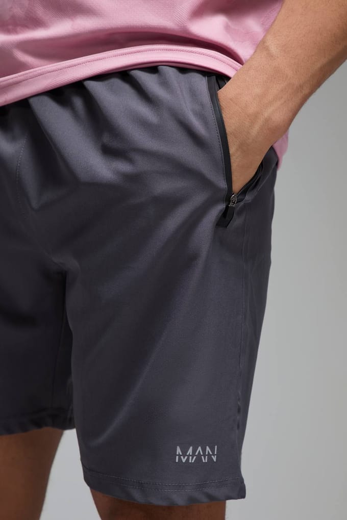 Men's Active Regular Fit Stretch Geweven 7inch Short | Charcoal | Size XS