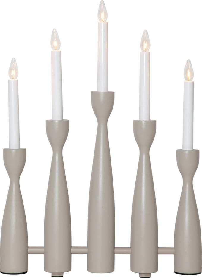 Star Trading kandelaar 'Midja', LED, 5-armig, hout, grijsbruin