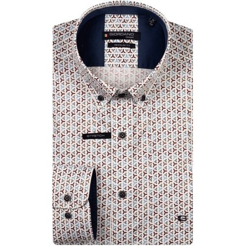 Giordano Overhemd Ivy Satin Stretch Mini Graphic Pattern Deep Mauve-Multi / male