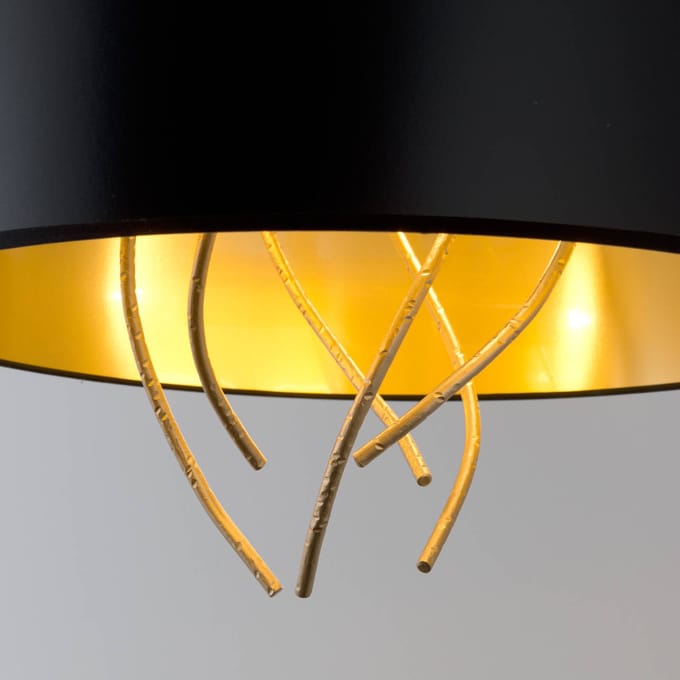 Holländer Plafondlamp Elba Ø30cm drie fittingen zwart/goud
