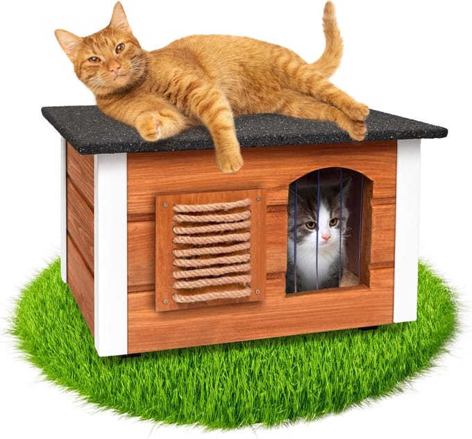VELTRR® Kattenhuis voor buiten - Kattenhok - Kattenbench - Bruin