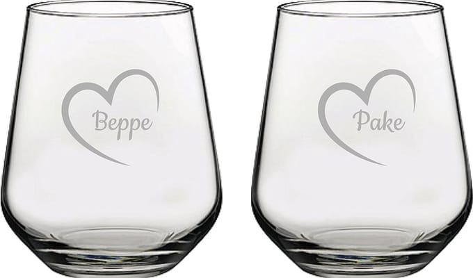 Gegraveerde Drinkglas 42,5cl Pake mei hert & Beppe mei hert