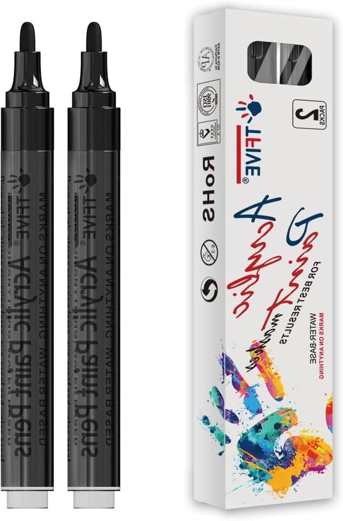 Verf Markers - Acryl Pennen - Kunst Projecten - Waterdichte Inkt - 2 Stuks - Zwart