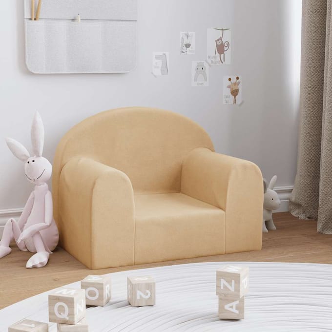 vidaXL - Kinderbank - zacht - pluche - crèmekleurig