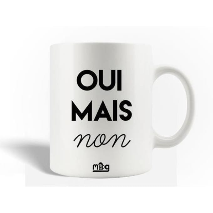Mug en Céramique - MANIACASE - Citation Oui Mais Non - 30cl - Compatible Lave-Vaisselle - Blanc