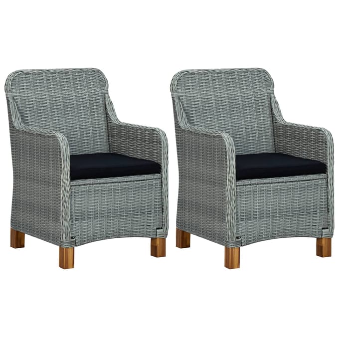 vidaXL - Tuinstoelen - 2 - st - met - kussens - poly - rattan - lichtgrijs