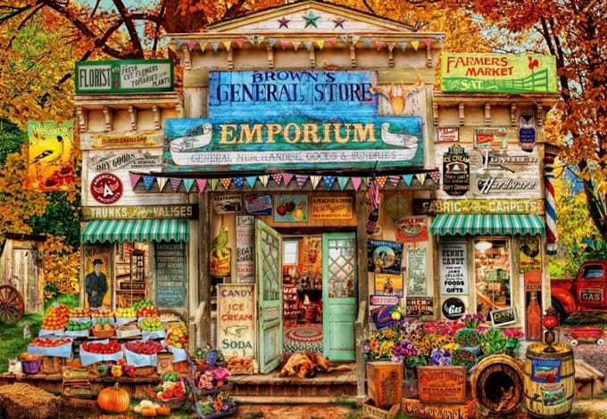 Bluebird Puzzle legpuzzel The General Store - 1000 stukjes kleurrijk.