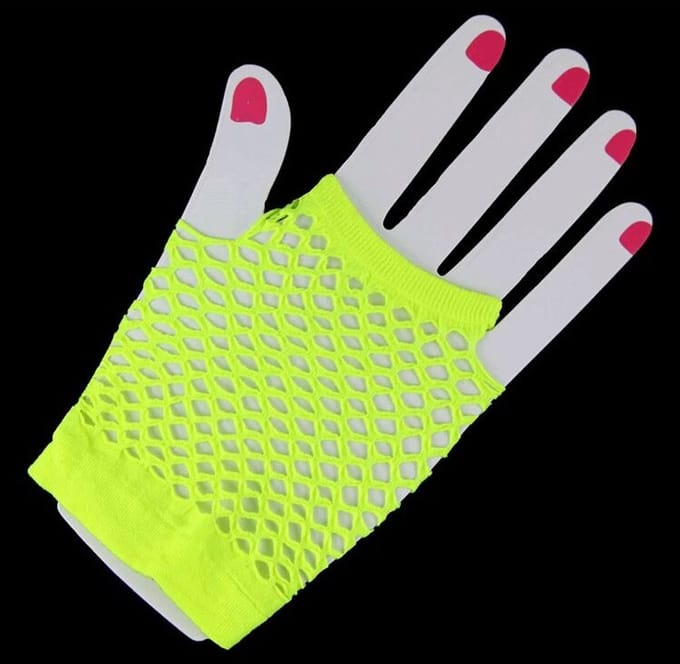 Korte neon net handschoenen Geel