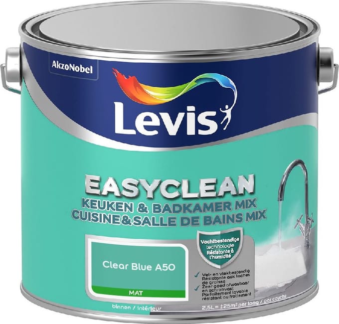 Levis - Easyclean Keuken & Badkamer Mix - Clear Blue A50 - Mengverf - 2,5 L