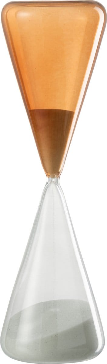 J-line zandloper glas large | Oker / oranje | 9 x 9 x 30 cm