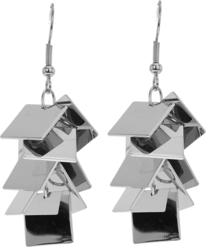 Behave Oorbellen hangers vierkantjes zilver kleur