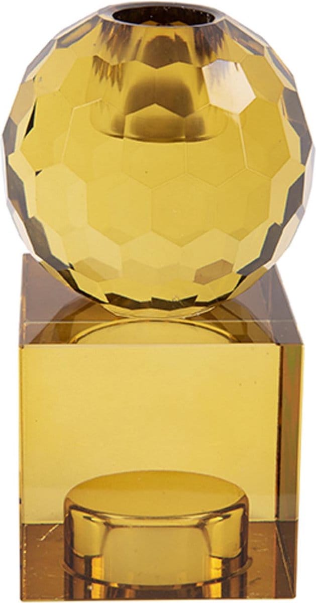 Present Time Kandelaar Crystal Art - Vierkant Geel - Medium - 5,9x5,9x11,3cm