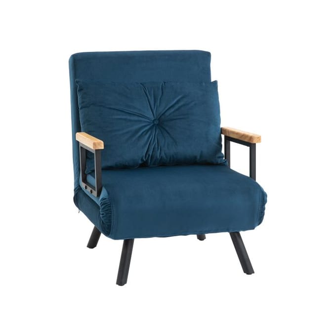 Canapé-lit - HOMCOM - Fauteuil relax - Velours bleu - Dossier réglable - 1 place bleu