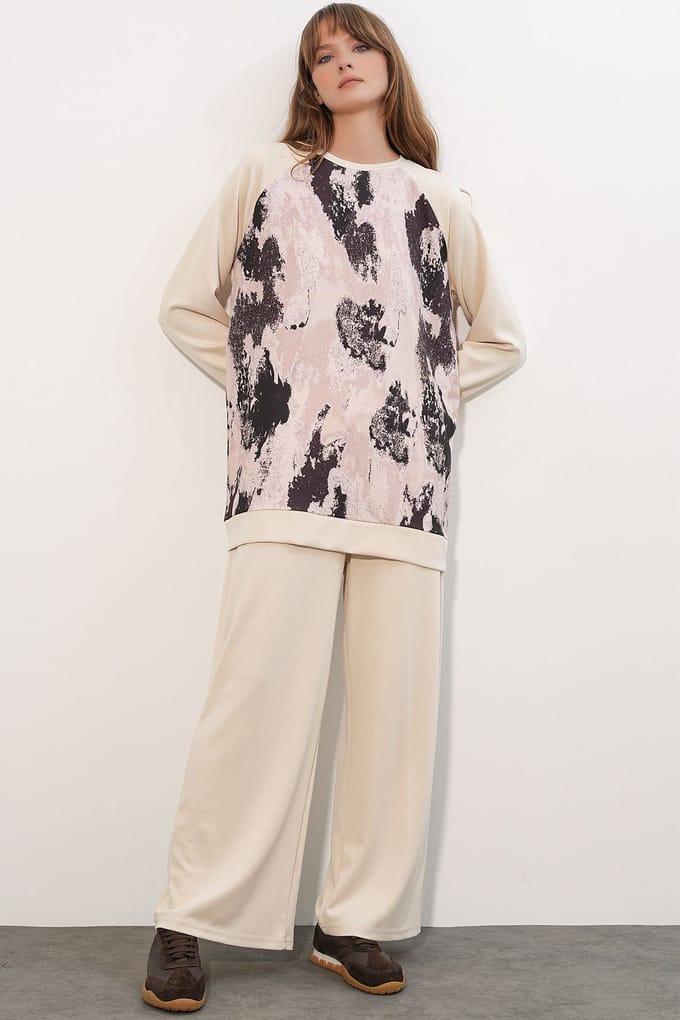 Oversized Abstract Print Coltrui & Broek Set