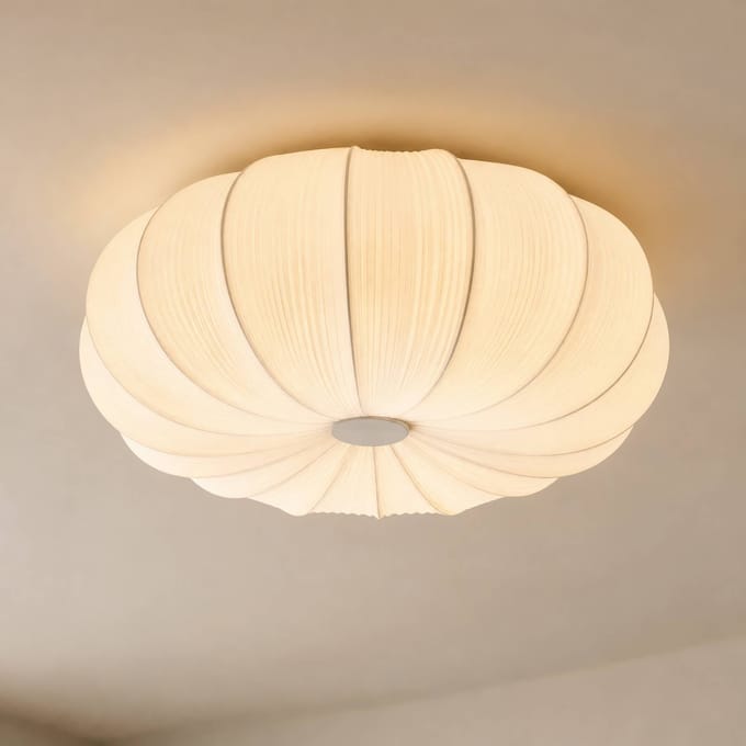 Lindby plafondlamp Marielle, Ø 55 cm, wit, textiel, 3x E27