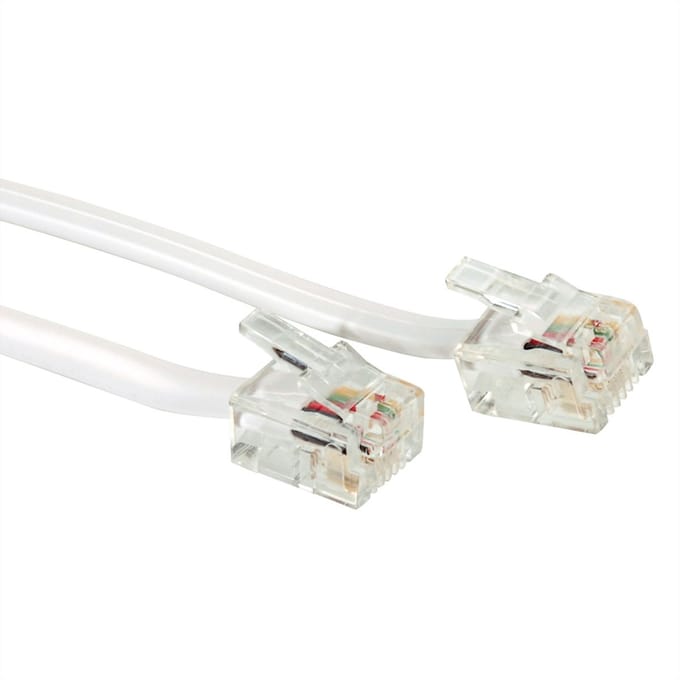 RJ12 platte kabel 6P4C, grijs, 15 m