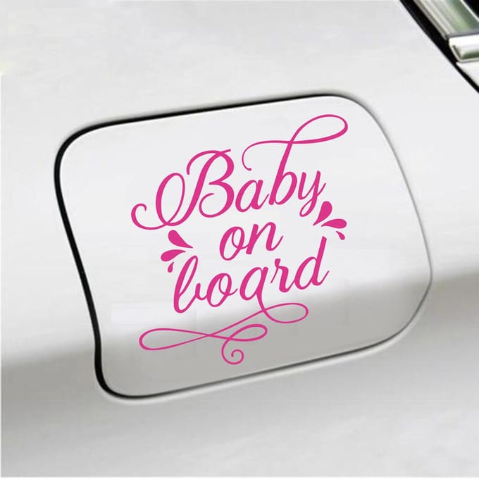 Bumpersticker - Baby On Board - 12,1 X 13,1 - Roze
