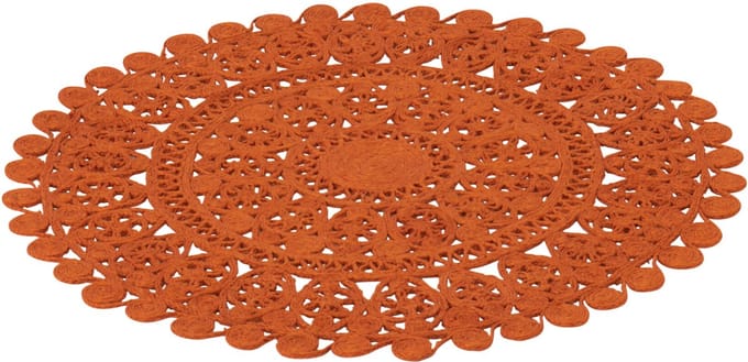 J-Line vloerkleed Oosters Rond - jute - donkeroranje - small