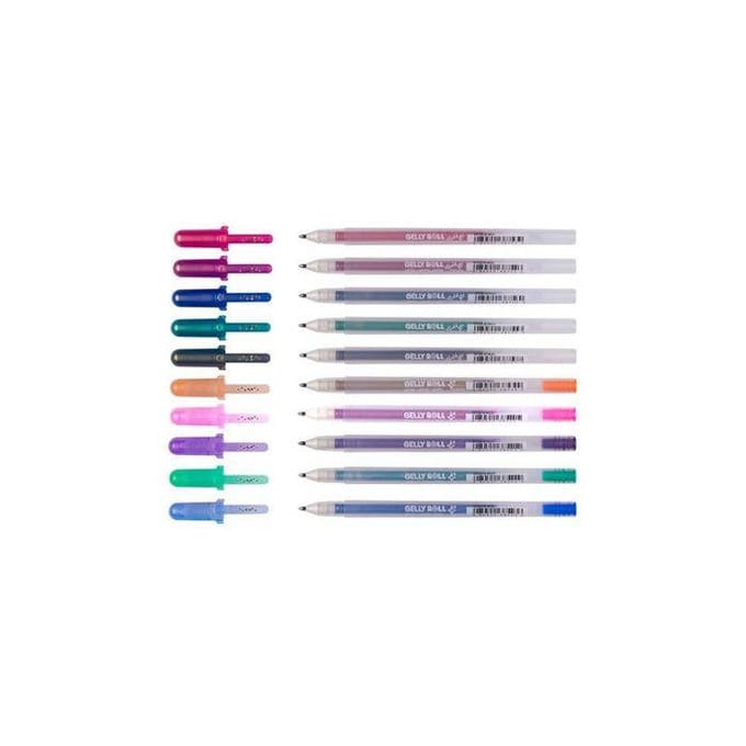 10 stylos - Pointe 0,7mm - 6 couleurs - Gelly Roll - Gold silver shadow - Sakura