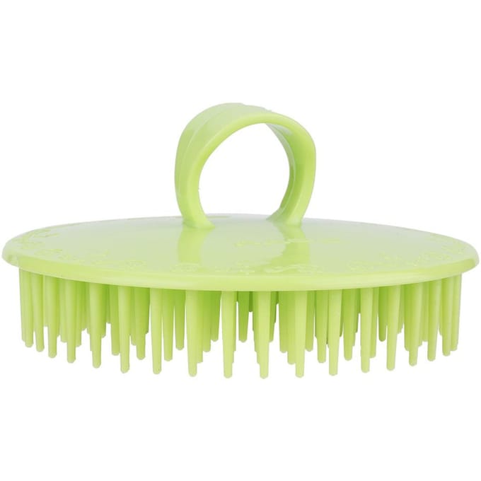 Handheld Siliconen Hoofdhuid Shampoo Massageborstel Waskam Hoofd Meridiaan Massagekam Groen beige