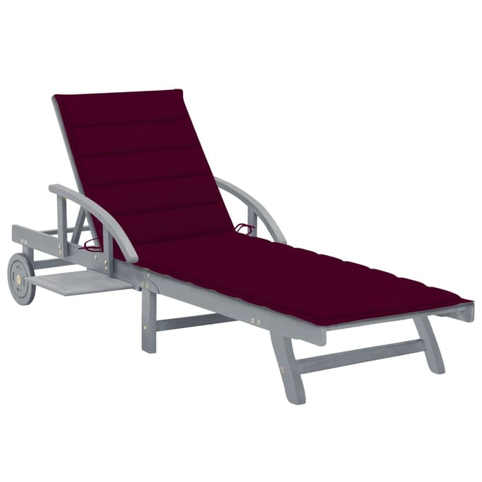 vidaXL - Ligbed - met - kussen - massief - acaciahout