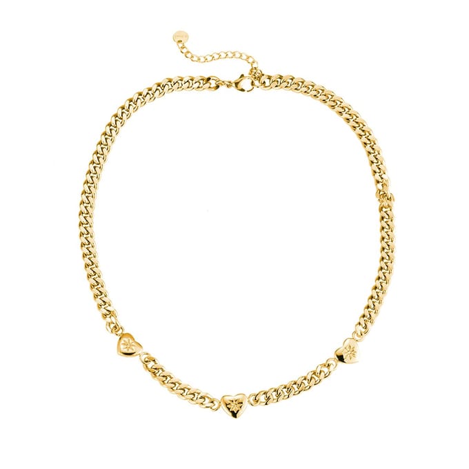 Bijoutheek Collier Schakel Hartjes Zirkonia Goud