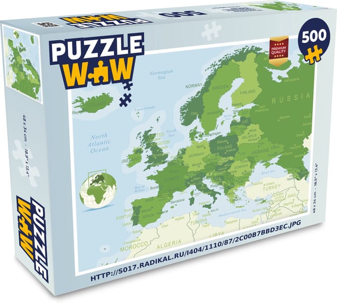 Puzzel Kaart - Europa - Groen - Legpuzzel - Puzzel 500 stukjes