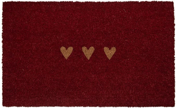 Clayre & Eef Deurmat 75x45x1 cm Rood Kokos Hart