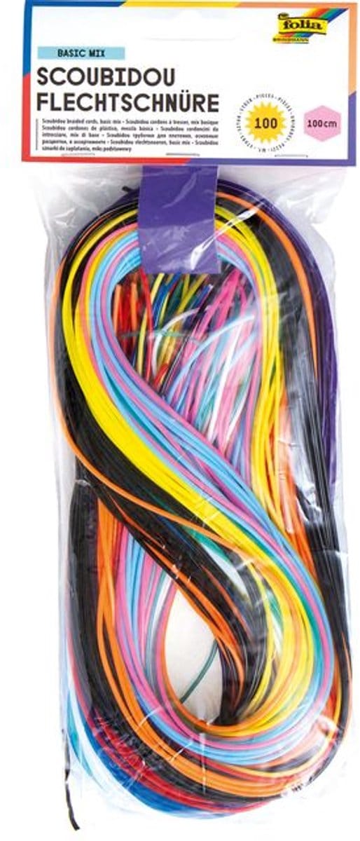 Scoubidoo touwtjes folia 100cm 100st ass kleuren | 20 stuks