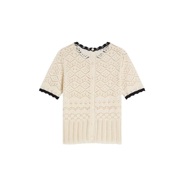 Summum 7s8006-70078 short sleeve sweater ajour kni