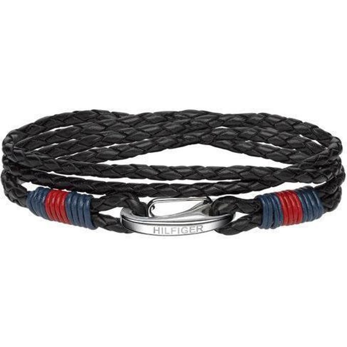 Tommy Hilfiger Armband - Zwart - Leer - diameter: 41 cm