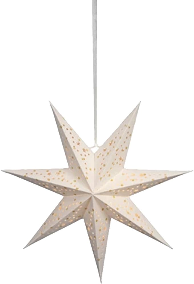 Lumineo Verlichte kerstster - wit - D38 cm - papier - LED - warm wit - steady light - timer - binnen - op batterijen