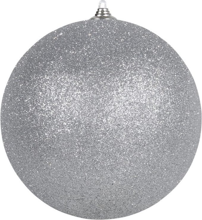 Othmar Decorations Kerstbal - groot - zilver - D25 cm - kunststof - glitter afwerking - kerstversiering