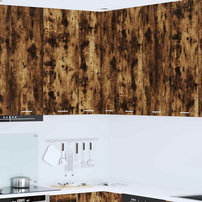 vidaXL - Hangkast - Gerookte - Eik - en - Wit - 57 - x - 57 - x - 100 - cm - Bewerkt - hout