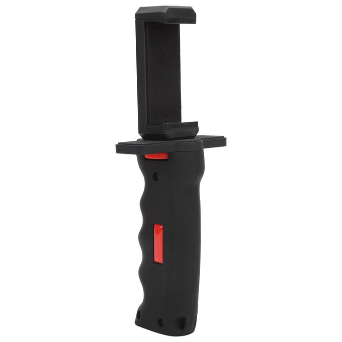 Camera Plastic Handheld Grip Stabilisator Handvat Mount Standaard met Mobiele Telefoon Klem black