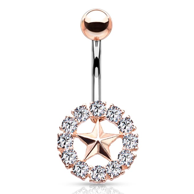 Navelpiercing Star With Crystal rounds - rose - LMPiercings