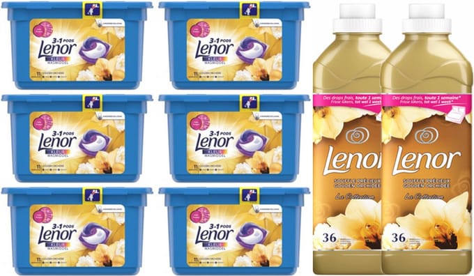Lenor Gouden Orchidee Set 6x waspods - 2x wasverzachter