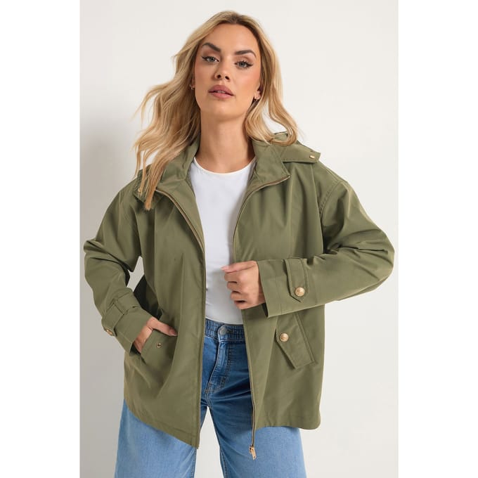 Yours Kaki Groene Military Jas Met Knoopsluiting Size 42
