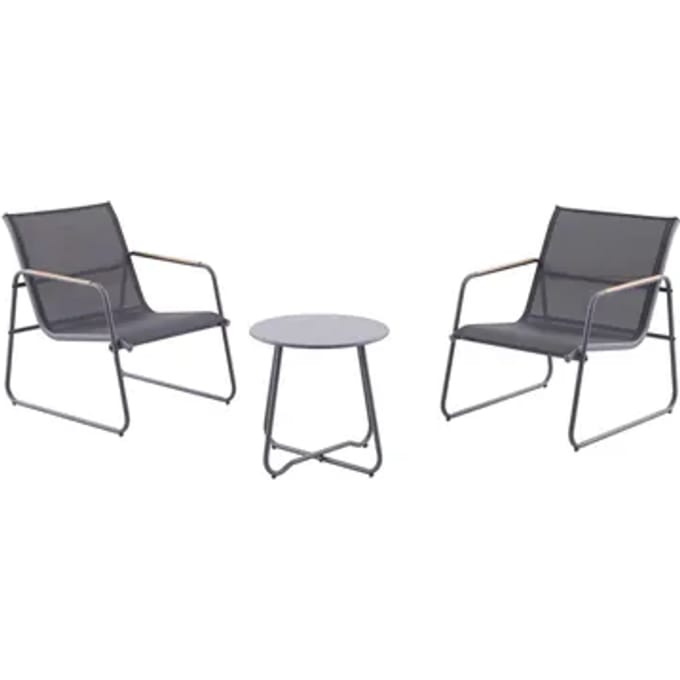 Central Park Bistroset Pylos - Staal - Zwart - 2-persoons - 73x57x76cm