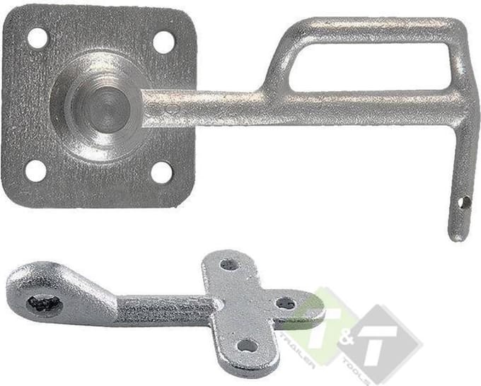 Klepsluiting nummer 0 rechts met opschroefoog, 60mm x 60mm bevestigingsplaat, totale lengte vanaf hart is 115mm
