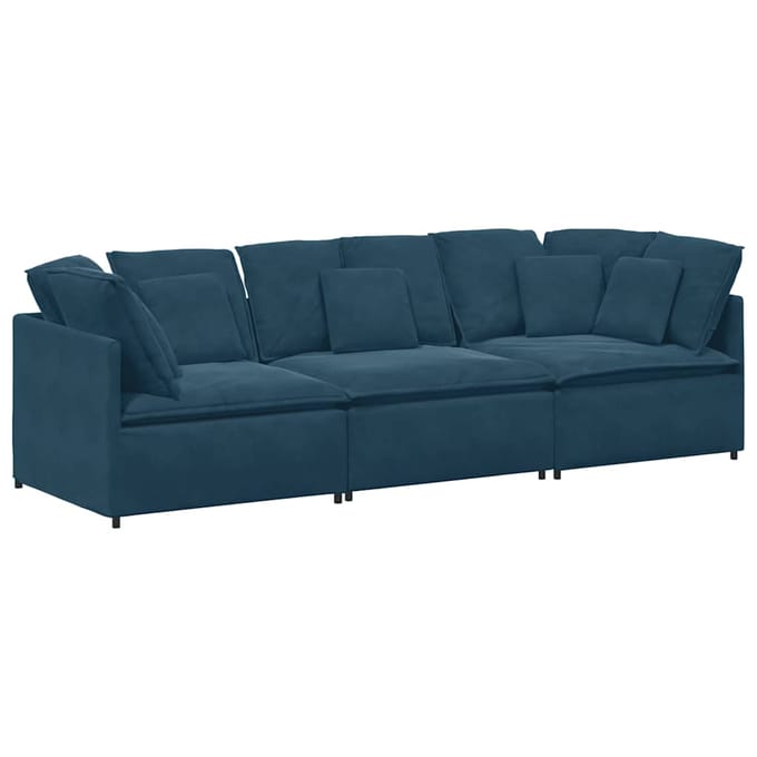 vidaXL - Modulaire - bank - met - kussens - fluweel - blauw