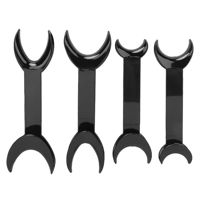 4 STUKS Tandheelkundig T-vormig Intraoraal Wangspreider met Dubbele Kop Mondopener black