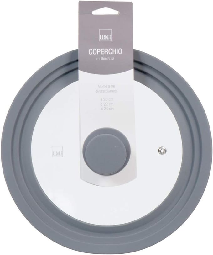 Universeel Glazen Pannendeksel Verstelbaar 20, 22 en 24 cm met Siliconen Rand