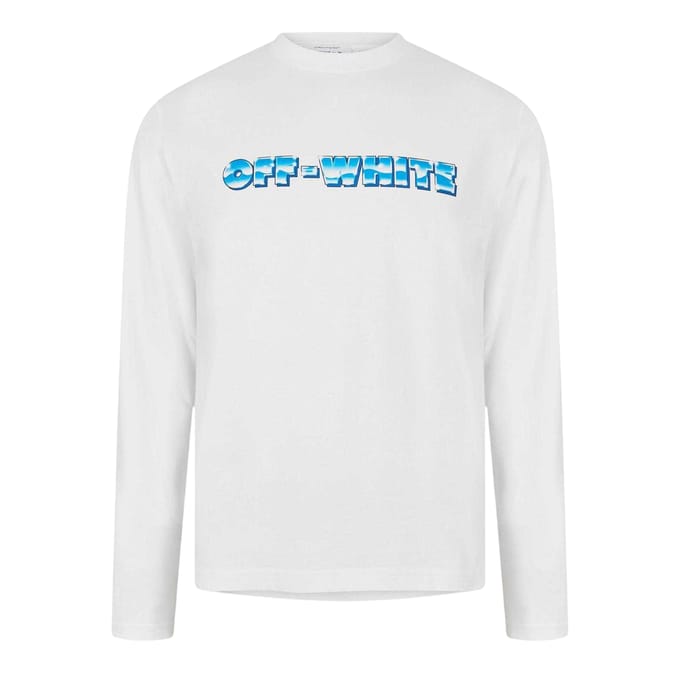 Off White Heren-T-shirt met lange mouwen en logo (Wit)