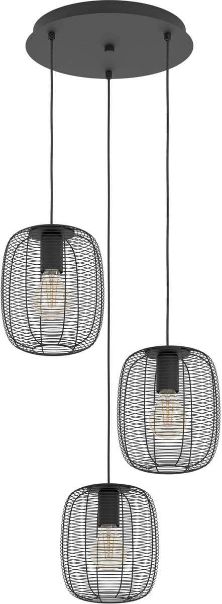 EGLO Derwen Hanglamp - E27 - 3 lichts - Ø 40 cm - Zwart - Staal