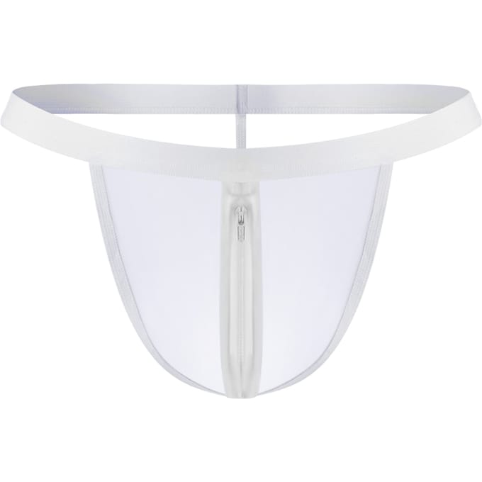 Amorable - Transparante Witte Herenstring Met Rits - One Size